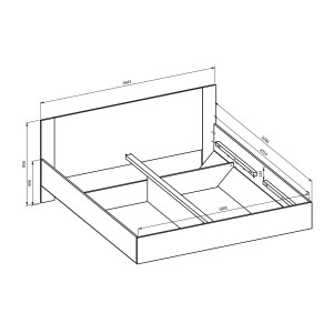 Chambre complète VERTIGO – Lit 180x200 avec sommier, 2 chevets, armoire 4 portes + contour design