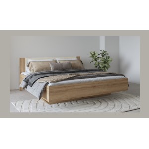 Chambre complète VERTIGO – Lit 180x200 avec sommier, 2 chevets, armoire 4 portes + contour design