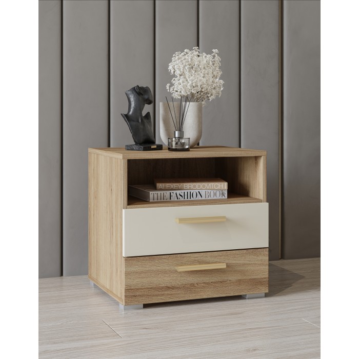 Chambre complète VERTIGO – Lit 180x200 avec sommier, 2 chevets, armoire 4 portes + contour design