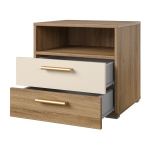 Chambre complète VERTIGO – Lit 180x200 avec sommier, 2 chevets, armoire 4 portes + contour design