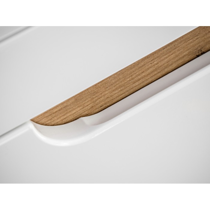 Meuble salle de bain ERBANO – Chêne clair et blanc brillant – 35x75 cm – 1 porte – À suspendre