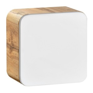 Meuble salle de bain ERBANO – Chêne clair et blanc brillant – 35x35 cm – 1 porte – À suspendre