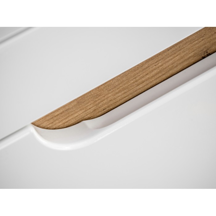 Meuble salle de bain ERBANO – Chêne clair et blanc brillant – 35x35 cm – 1 porte – À suspendre