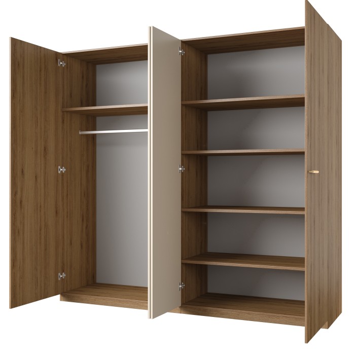 Chambre complète VERTIGO – Lit coffre 160x200, 2 chevets, armoire 4 portes + contour design