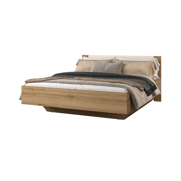 Chambre complète VERTIGO – Lit coffre 160x200, 2 chevets, armoire 4 portes + contour design