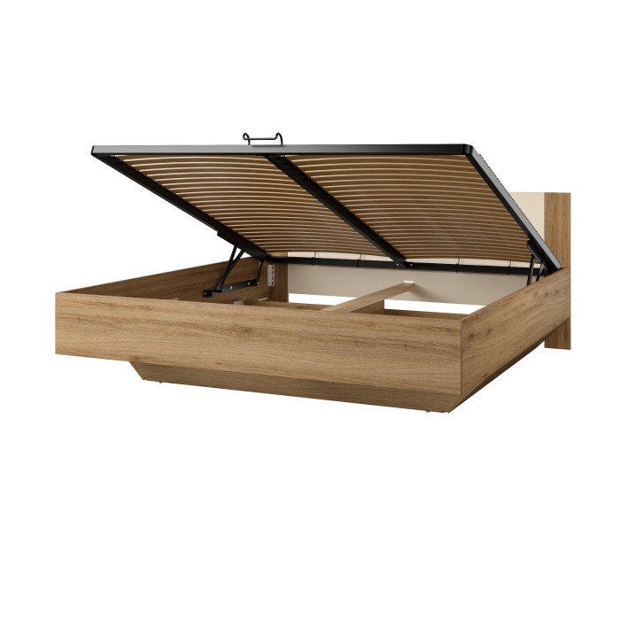 Chambre complète VERTIGO – Lit coffre 180x200, 2 chevets, armoire 4 portes + cadre design