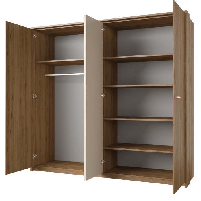 Chambre complète VERTIGO – Lit coffre 180x200, 2 chevets, armoire 4 portes + cadre design
