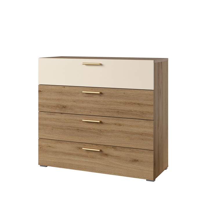 Chambre complète VERTIGO – Lit 160x200 avec sommier, 2 chevets, armoire 3 portes, commode + contour design