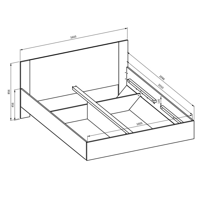 Chambre complète VERTIGO – Lit 160x200 avec sommier, 2 chevets, armoire 3 portes, commode + contour design
