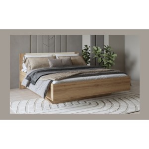 Chambre complète VERTIGO – Lit 180x200 avec sommier, 2 chevets, armoire 3 portes, commode + cadre design