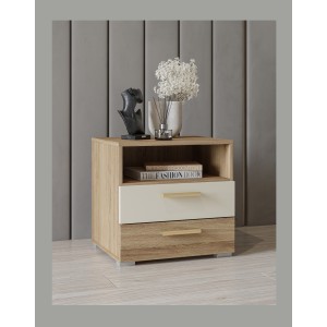 Chambre complète VERTIGO – Lit 180x200 avec sommier, 2 chevets, armoire 3 portes, commode + cadre design