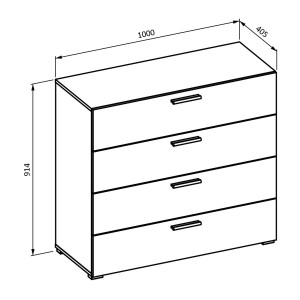 Chambre complète VERTIGO – Lit 180x200 avec sommier, 2 chevets, armoire 3 portes, commode + cadre design