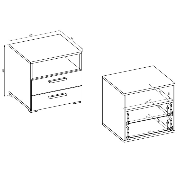 Chambre complète VERTIGO – Lit 180x200 avec sommier, 2 chevets, armoire 3 portes, commode + cadre design