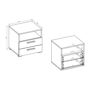 Chambre complète VERTIGO – Lit 180x200 avec sommier, 2 chevets, armoire 3 portes, commode + cadre design