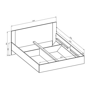 Chambre complète VERTIGO – Lit 180x200 avec sommier, 2 chevets, armoire 3 portes, commode + cadre design
