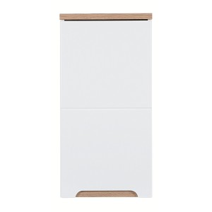 Meuble salle de bain ERMANO – Chêne clair et blanc brillant – 35x70 cm – 1 porte – À suspendre 