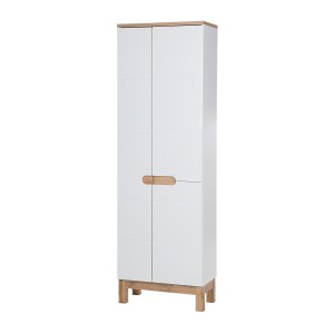 Colonne salle de bain ERMANO – Chêne clair et blanc brillant – 60x187 cm – 1 porte – À poser 