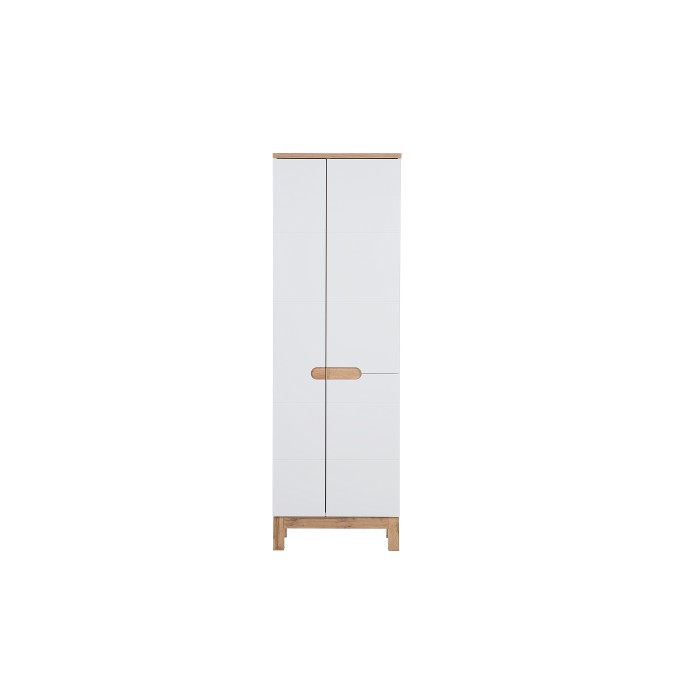 Colonne salle de bain ERMANO – Chêne clair et blanc brillant – 60x187 cm – 1 porte – À poser 