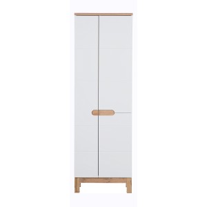 Colonne salle de bain ERMANO – Chêne clair et blanc brillant – 60x187 cm – 1 porte – À poser 