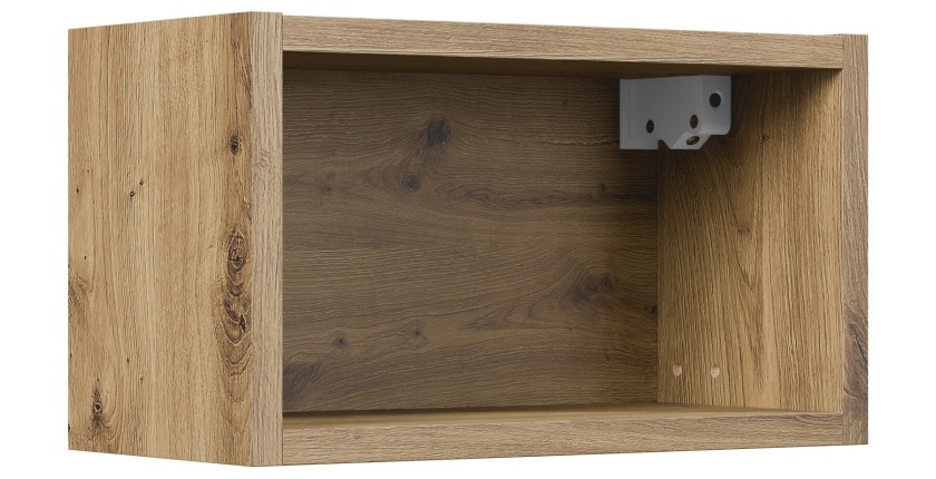 Meuble mural ouvert BRAZZA – 35 cm – Chêne clair – Finition artisan – À suspendre 
