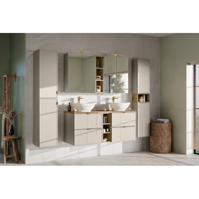 Colonne de salle de bain BRAZZA – 2 portes – Coloris marron congo – 170 cm – À suspendre 