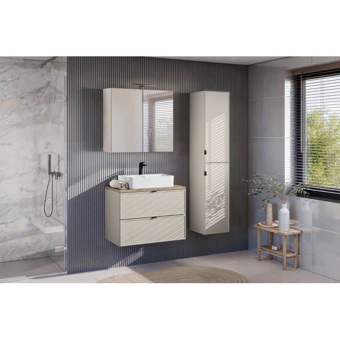 Meuble sous vasque BRAZZA – 2 tiroirs – Coloris marron congo – 80 cm – À suspendre 