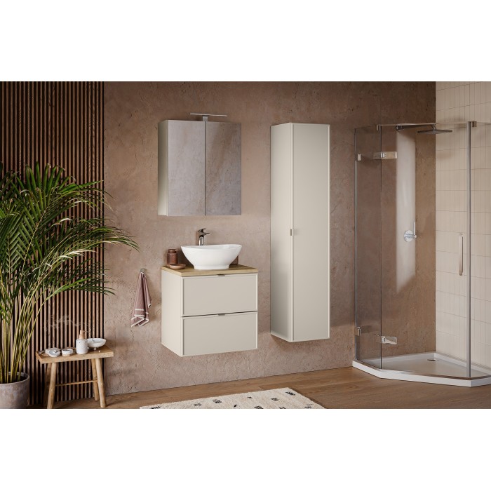 Meuble haut miroir BRAZZA – 2 portes – Coloris marron congo – L60 x H75 cm – À suspendre 