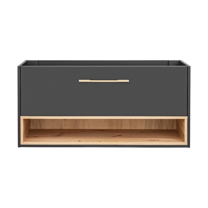 Meuble sous vasque TALOKA – 120 cm – Gris anthracite et chêne clair – 2 tiroirs – À suspendre 