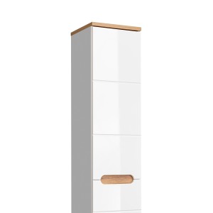 Colonne salle de bain ERMANO – Chêne clair et blanc brillant – 35x187 cm – 1 porte – À poser