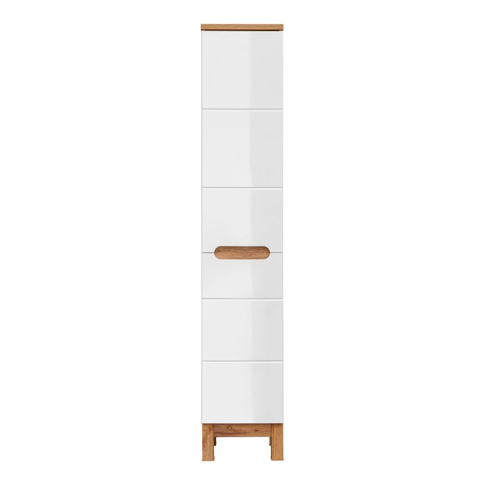 Colonne salle de bain ERMANO – Chêne clair et blanc brillant – 35x187 cm – 1 porte – À poser
