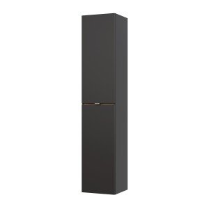 Colonne de salle de bain NALYA – 1 porte – Coloris gris anthracite et chêne clair – 170 cm – À suspendre 