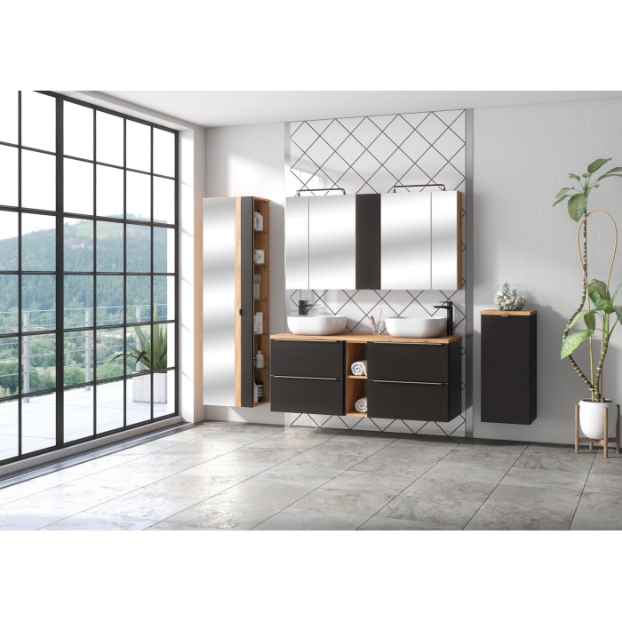 Meuble sous vasque NALYA 60 cm – Gris anthracite et chêne clair – Design moderne 