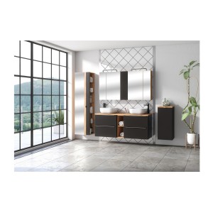 Meuble sous vasque NALYA 60 cm – Gris anthracite et chêne clair – Design moderne 