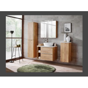 Colonne salle de bain NALYA 170 cm – Chêne clair – Rangement vertical suspendu design 