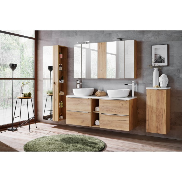 Accessoire mural NALYA 57 cm – Chêne clair – Complément suspendu pour meuble vasque 