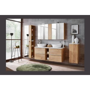 Accessoire mural NALYA 57 cm – Chêne clair – Complément suspendu pour meuble vasque 