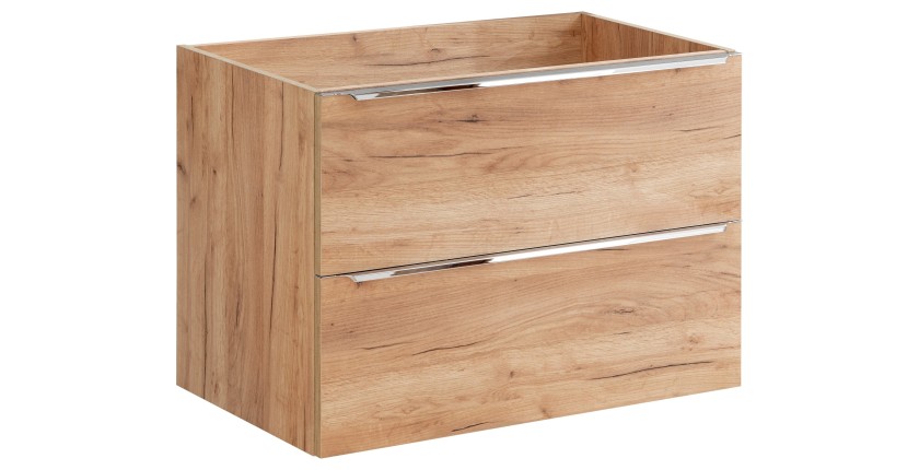 Meuble sous vasque NALYA 80 cm – Chêne clair – Rangement suspendu au design naturel 