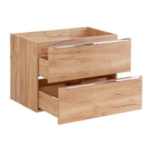 Meuble sous vasque NALYA 80 cm – Chêne clair – Rangement suspendu au design naturel 
