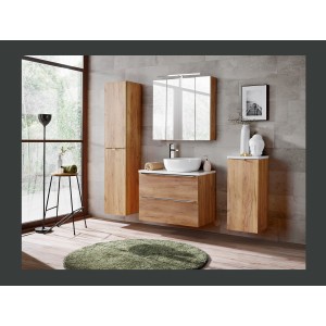 Meuble sous vasque NALYA 80 cm – Chêne clair – Rangement suspendu au design naturel 