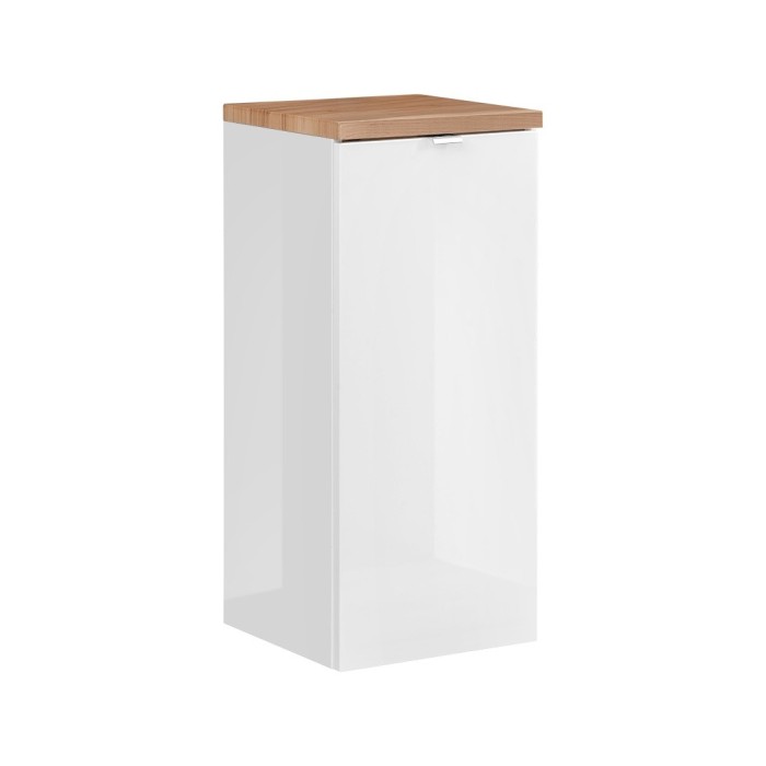 Meuble de rangement NALYA 80 cm – Blanc brillant et chêne clair – Élément suspendu 
