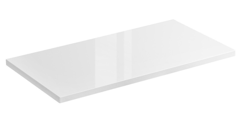 Plan vasque NALYA 61 cm – Blanc brillant et chêne clair – Plateau pour meuble suspendu 