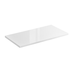 Plan vasque NALYA 61 cm – Blanc brillant et chêne clair – Plateau pour meuble suspendu 