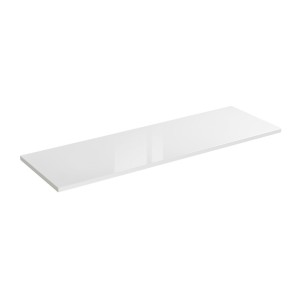Plan vasque NALYA 141 cm – Blanc brillant et chêne clair – Plateau pour double meuble vasque 