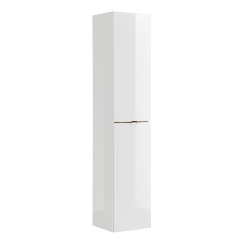 Colonne salle de bain NALYA 170 cm – Blanc brillant et chêne clair – Meuble suspendu