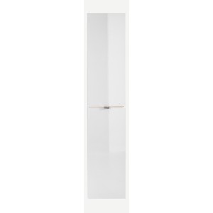 Colonne salle de bain NALYA 170 cm – Blanc brillant et chêne clair – Meuble suspendu