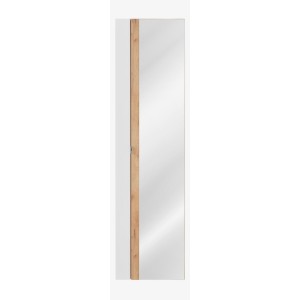 Colonne salle de bain NALYA 170 cm – Blanc brillant et chêne clair – Avec miroir
