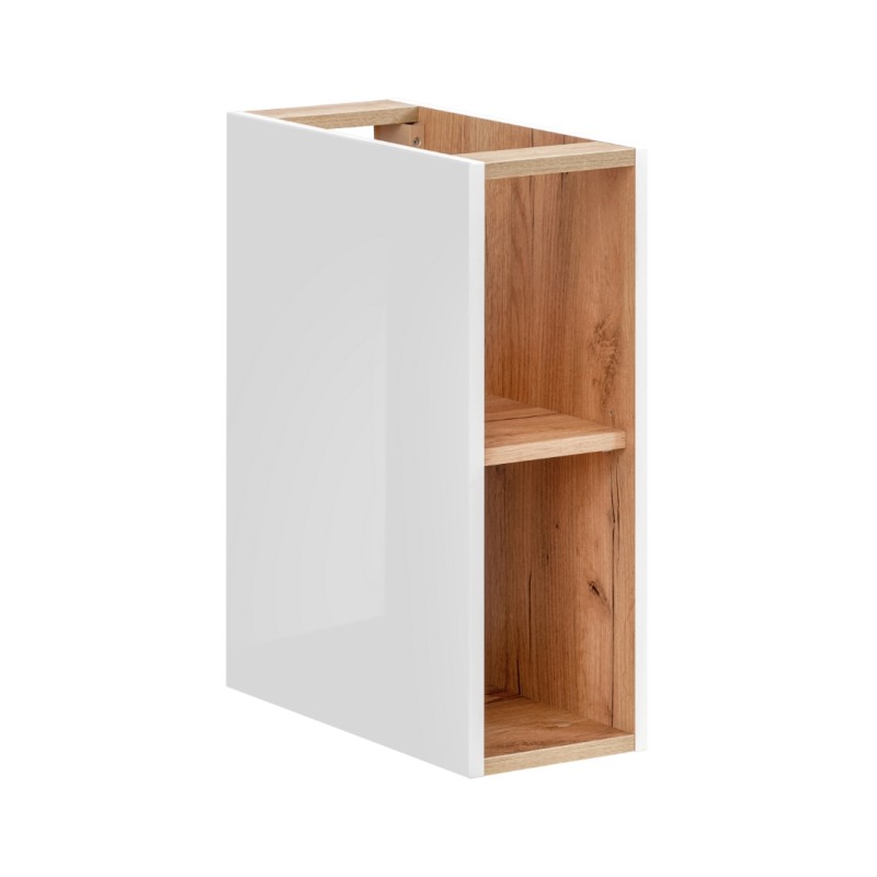 Accessoire mural NALYA 57 cm – Blanc brillant et chêne clair – Élément suspendu compact