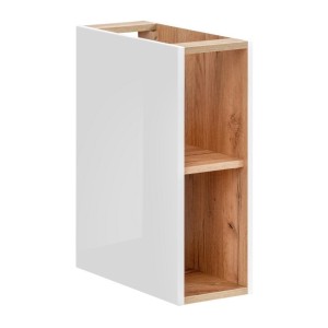 Accessoire mural NALYA 57 cm – Blanc brillant et chêne clair – Élément suspendu compact