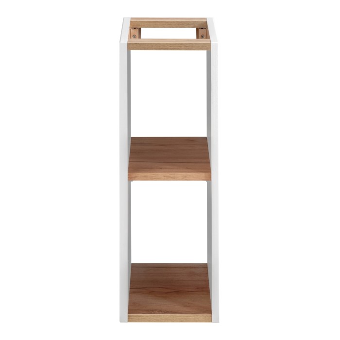 Accessoire mural NALYA 57 cm – Blanc brillant et chêne clair – Élément suspendu compact