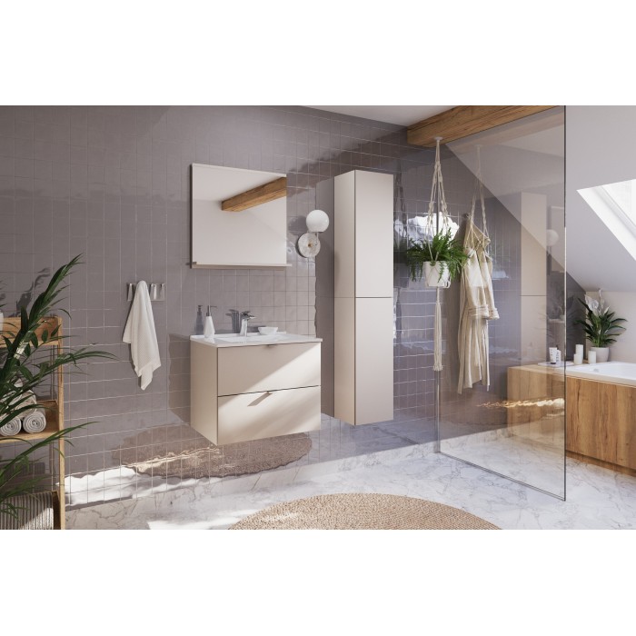 Meuble sous vasque BELLA 60 cm – Coloris marron congo – Design suspendu finition mate 